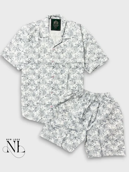 Trendy White Printed Cord Set for Me Summer