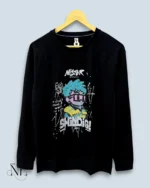 Trendy Black Printed Full Sleeve T-Shirt for Men