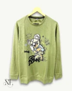 Trendy Olive Green Printed Full T-Shirt for Men
