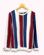 Trendy Maroon Stripe Full Sleeve T-Shirt for Men