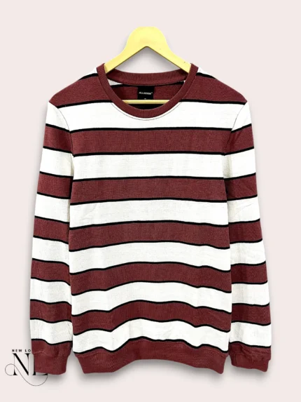 Classic Brown Stripe Full Sleeve Tshirt for Men