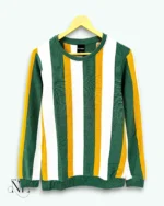 Classic Green Stripe Full Tshirt for Men