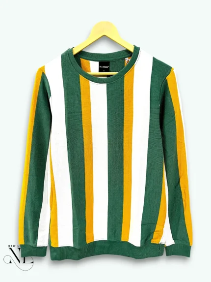 Classic Green Stripe Full Tshirt for Men