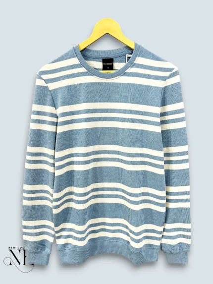 Classic Blue Stripe Full Tshirt for Men