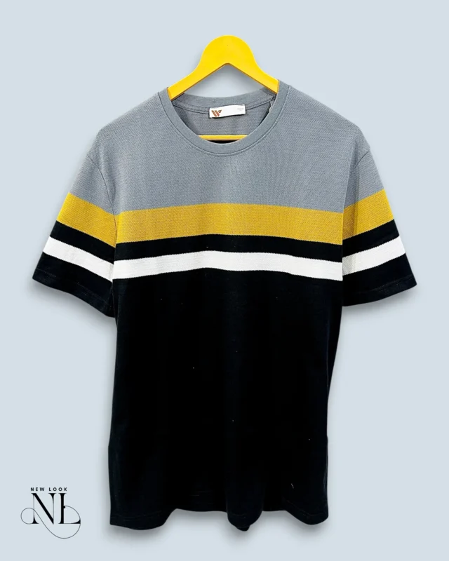 Grey Stripe Half Tshirt For Men Casual Wear