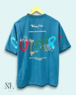 Sky Blue Printed Oversize Tshirt For Men Fresh Streetwear