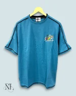 Sky Blue Printed Oversize Tshirt For Men Fresh Streetwear