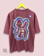 Wine Back Print Oversize Imported Tshirt For Men