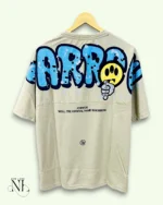 Cream Back Print Oversize Tshirt For Men