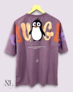 Lite Purple Back Print Oversize Tshirt For Men Trendy