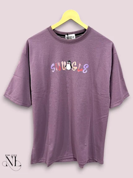 Lite Purple Back Print Oversize Tshirt For Men Trendy