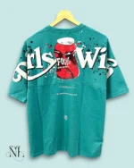 Trendy Lite Green Back Print Oversize Tshirt For Men