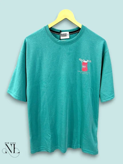 Trendy Lite Green Back Print Oversize Tshirt For Men