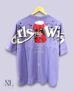 Trendy Lite Purple Back Print Oversize Tshirt For Men