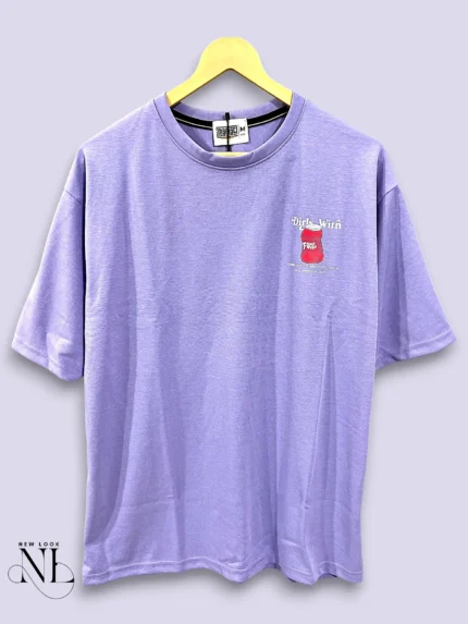 Trendy Lite Purple Back Print Oversize Tshirt For Men