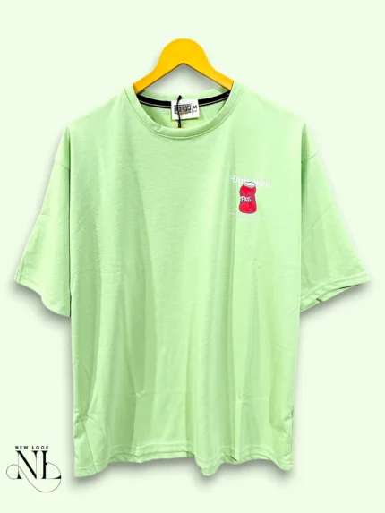 Trendy Pista Green Back Print Oversize Tshirt For Men