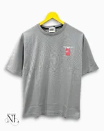 Trendy Lite Grey Back Print Oversize Tshirt For Men