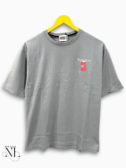 Trendy Lite Grey Back Print Oversize Tshirt For Men