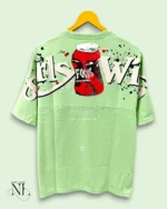Trendy Pista Green Back Print Oversize Tshirt For Men