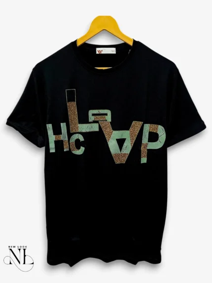 Men's Black Printed Half Sleeve T-Shirt Graphic Designs