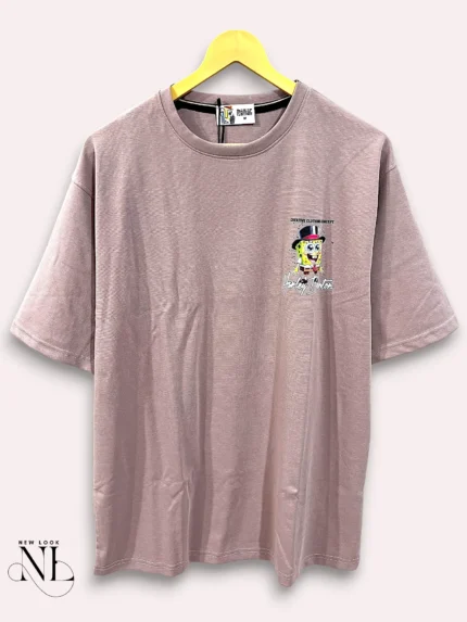 Lite Purple Back Print Oversize Tshirt For Men