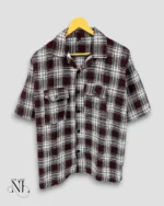Dark Brown Checks Oversize Shirt for Men