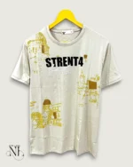 Men's Lite Yellow Printed Half T-Shirt Fresh Style