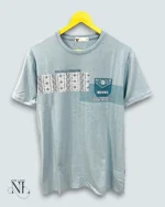 Men's Ice Blue Printed Half Sleeve T-Shirt Cool Style