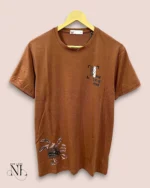 Men's Lite Brown Printed Half T-Shirt & Warm Style