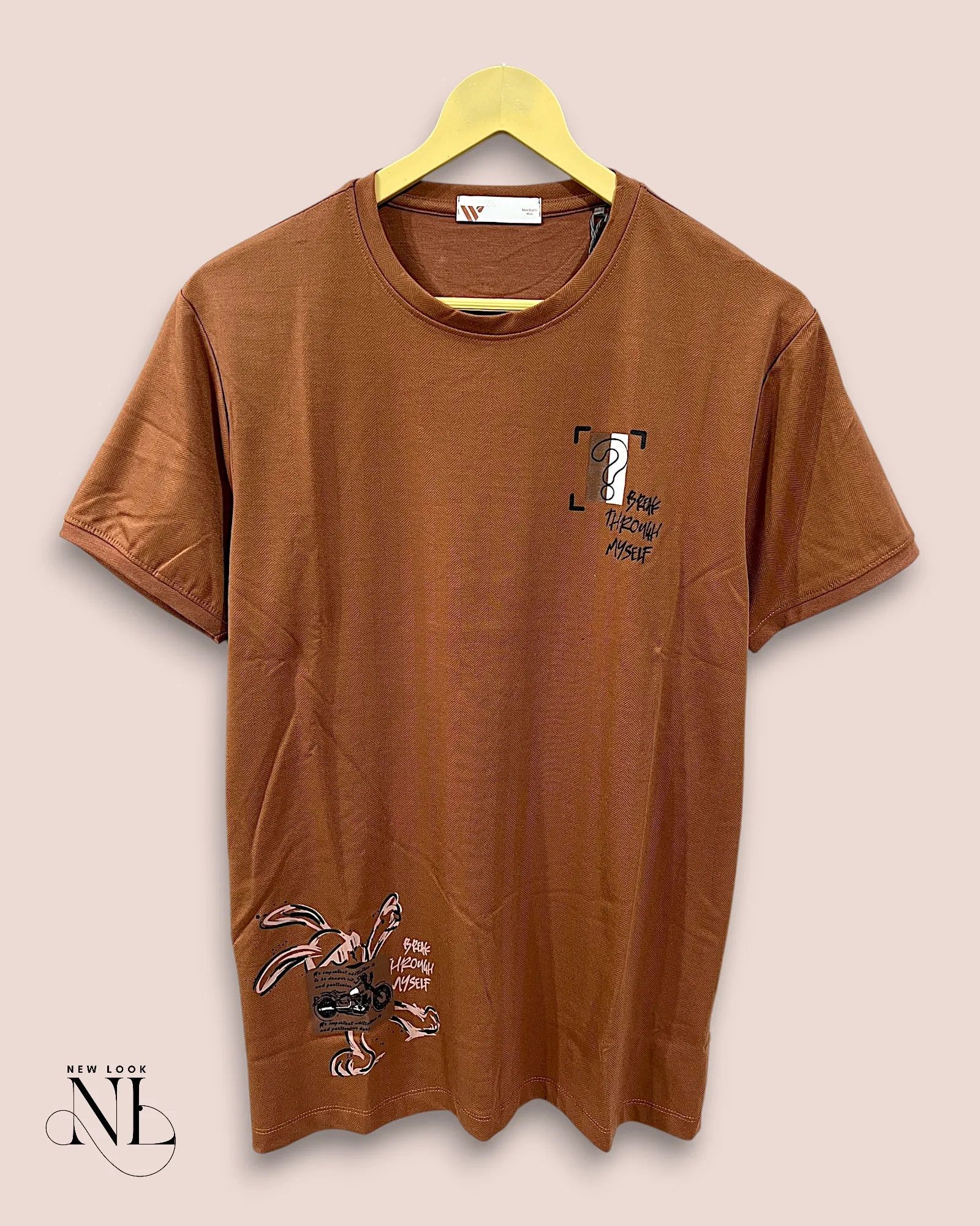 Men's Lite Brown Printed Half T-Shirt & Warm Style Men's Lite Brown Printed Half T-Shirt & Warm Style