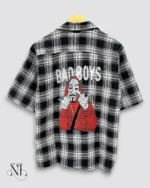 Black Checks Oversize Shirt for Men Streetwear