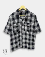 Black Checks Oversize Shirt for Men Streetwear