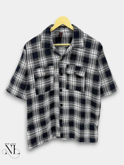 Black Checks Oversize Shirt for Men Streetwear