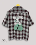 Dark Brown Checks Oversize Shirt for Men