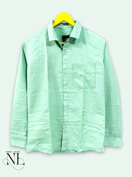 Classic Plain Lite Green Formal Shirt for Men