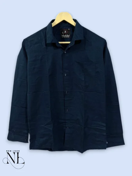 Classic Plain Navy Blue Formal Shirt for Men
