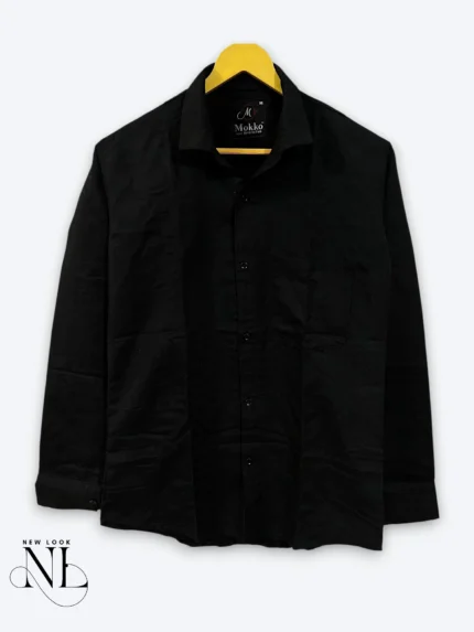 Classic Plain Black Formal Shirt for Men
