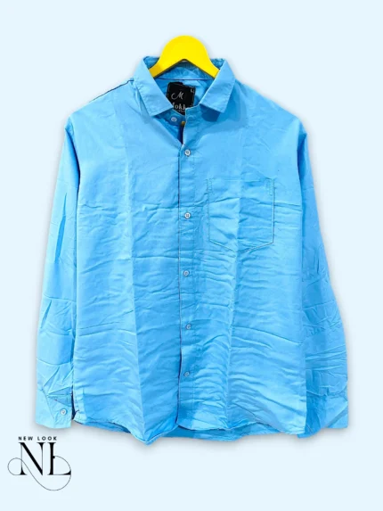Classic Plain Sky Blue Formal Shirt for Men