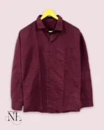 Classic Plain Wine Full Sleeve Shirt for Men