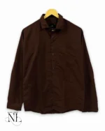 Classic Plain Dark Brown Formal Shirt for Men