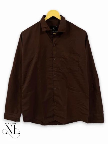 Classic Plain Dark Brown Formal Shirt for Men