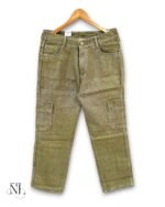 Casual Classic Olive Green Denim Cargo Pants for Men