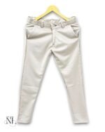 Trendy Office Wear Cream Plain Formal Lycra Pant for Men