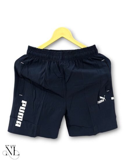 Navy Blue Print Parachute Shorts for Men