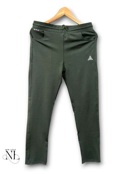 Trendy Dark Green Lycra Track Pant Lover for Men