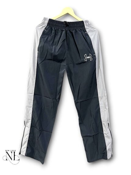 Dark Grey Parachute Baggy Stripe Trackpant for Men