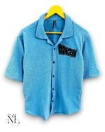 Classic Back Print Sky Blue Oversize Shirt for Men
