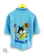 Classic Back Print Sky Blue Oversize Shirt for Men