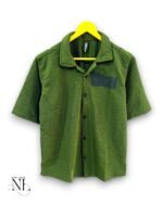 Classic Back Print Olive Green Oversize Shirt for Men