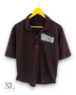 Back Print Dark Brown Oversize Shirt & Streetwear Style